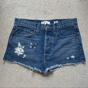 Re/Done “The Short” distressed jean shorts